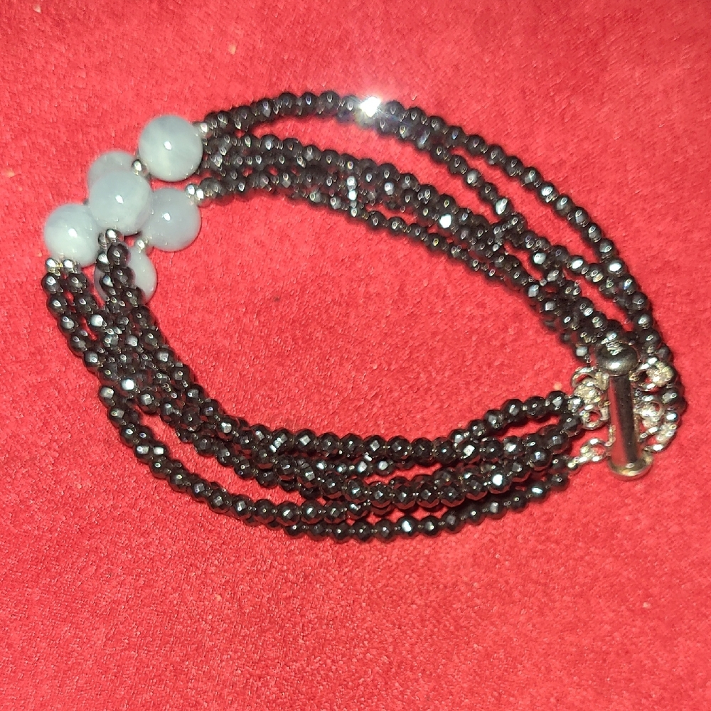 Elegant Black and Gray Multi-Strand Beaded Bracelet